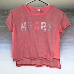 Under Armour Girls HEART Threadborne HeatGear Athletic Tee YMD 10/12 Peach Shirt